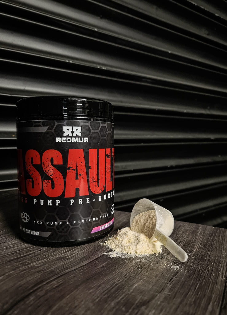 ASSAULT MASS PUMP PRE WORKOUT REFRESHERS Redrum Nutrition